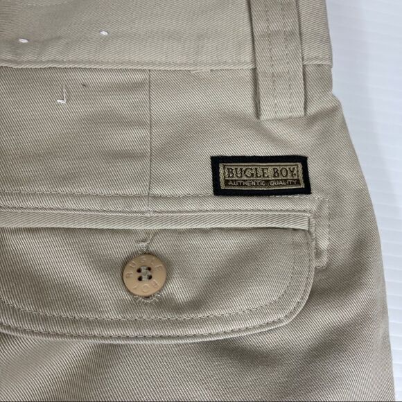 Bugle Boy Shorts Beige Tan Chino Pleated Men's 34 Cotton - Picture 3 of 9